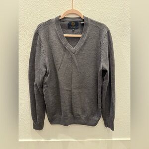 Viyella merino wool v neck sweater - gray